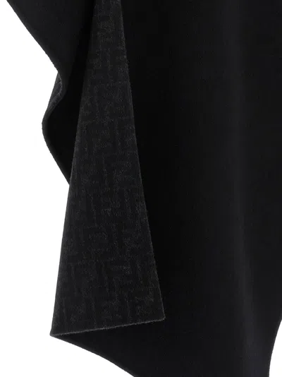 Fendi Double Wool Cape In Black