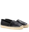 Saint Laurent Logo-embossed Leather Espadrilles In Black