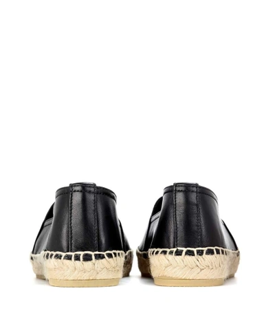 Shop Saint Laurent Leather Espadrilles In Black