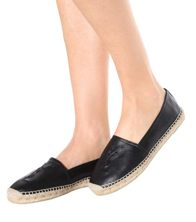 Shop Saint Laurent Leather Espadrilles In Black