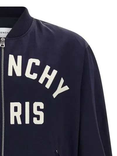 Givenchy Logo-embroidered Bomber Jacket In Navy