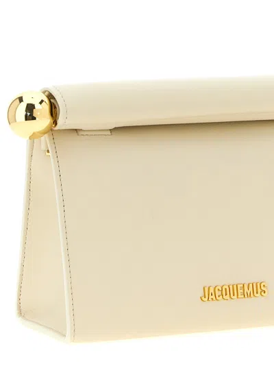 Jacquemus Rolled Top Rectangular Shoulder Bag In Neutral