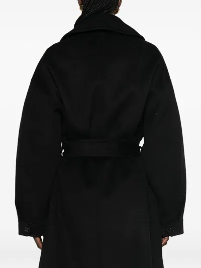 032c Double-breasted Wool Blend Coat In Black