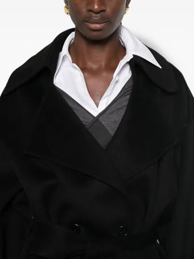 032c Double-breasted Wool Blend Coat In Black