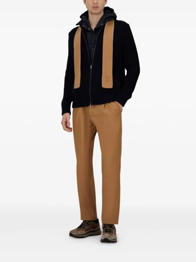 Herno Wool-blend Hooded Sweatshirt In Navy