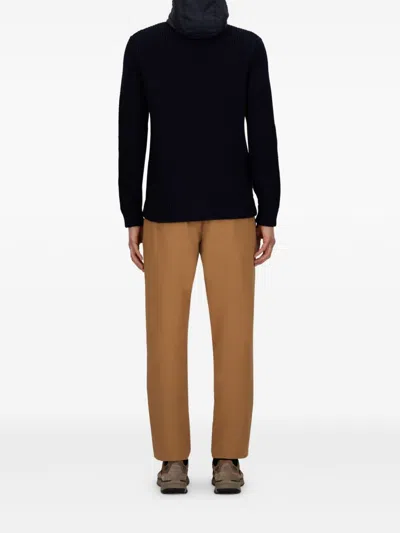 Herno Wool-blend Hooded Sweatshirt In Navy