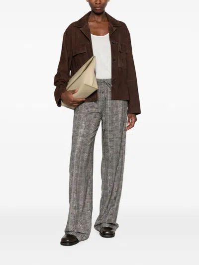 Ermanno Scervino Checked Wool Trousers In Grey