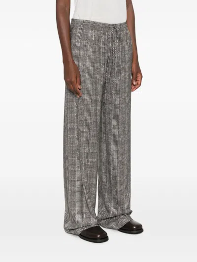 Ermanno Scervino Checked Wool Trousers In Grey