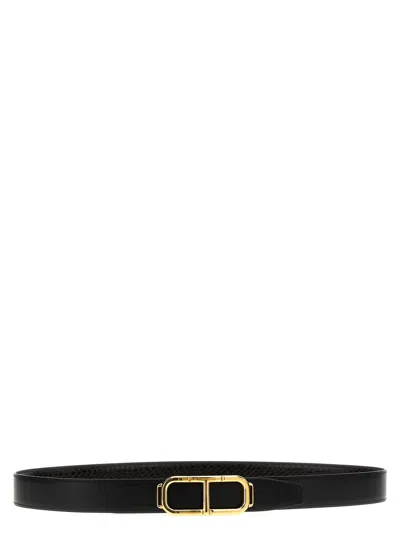 Tom Ford Reversible Python-print Leather Belt In Black
