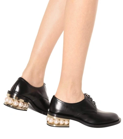 Shop Nicholas Kirkwood Casati Embellished Leather Derby Shoes