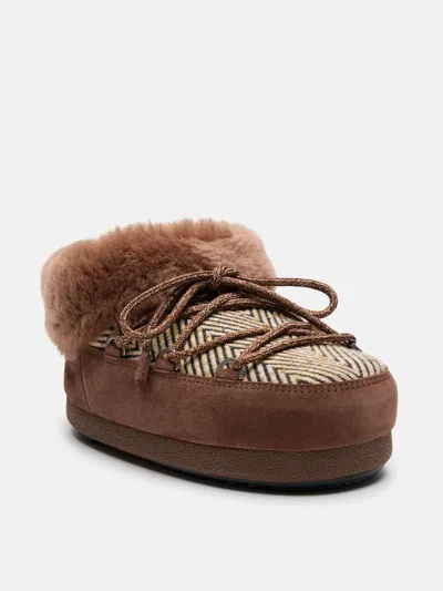 Moon Boot Shearling-lined  Slipper In Brown
