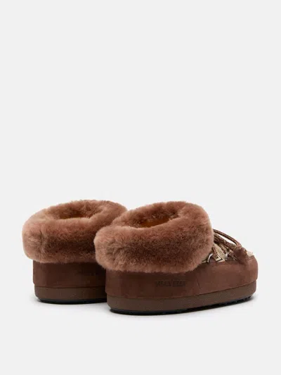 Moon Boot Shearling-lined  Slipper In Brown