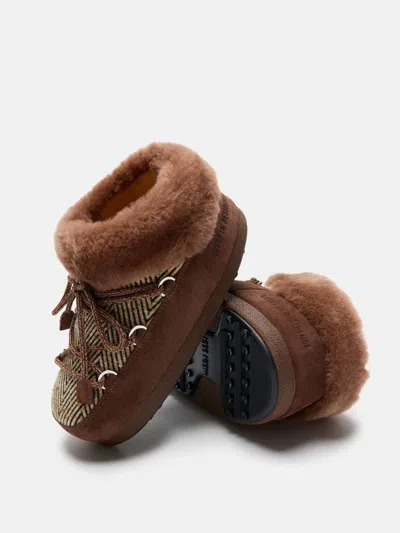 Moon Boot Shearling-lined  Slipper In Brown