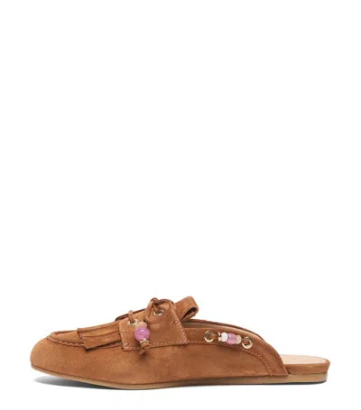 Stuart Weitzman Suede Tassel Mule Mule In Brown