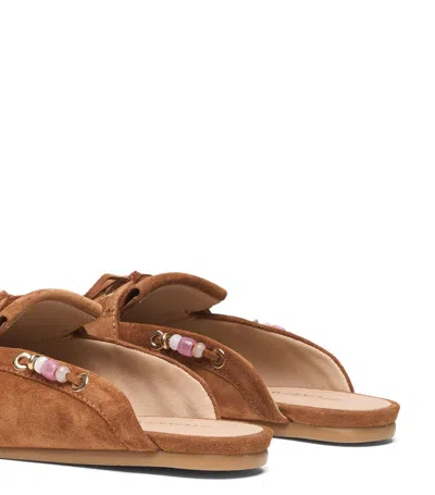 Stuart Weitzman Suede Tassel Mule Mule In Brown