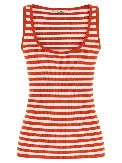 Max Mara Coral Striped Rib Tank Top In Multi