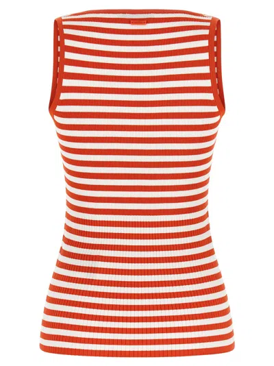 Max Mara Coral Striped Rib Tank Top In Multi