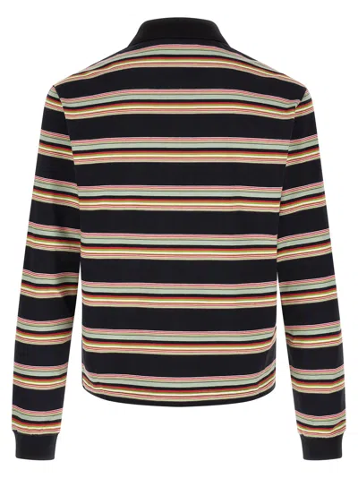 Marni Multicolor-striped Polo In Black