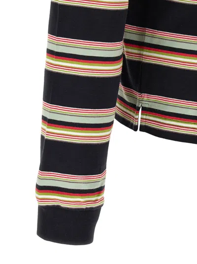 Marni Multicolor-striped Polo In Black