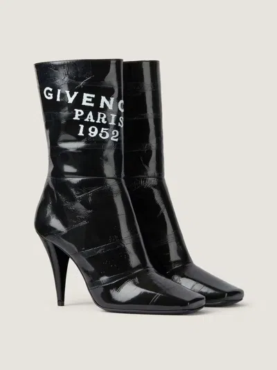 Givenchy Leather Sliced Square Tape Ankle Boots With 9.5 Cm Heel In Black