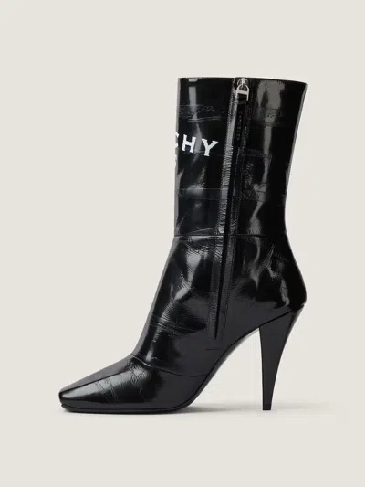 Givenchy Leather Sliced Square Tape Ankle Boots With 9.5 Cm Heel In Black