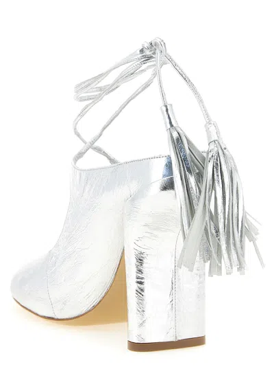 Dries Van Noten Craquelé-effect Laminated Leather Heel In Silver