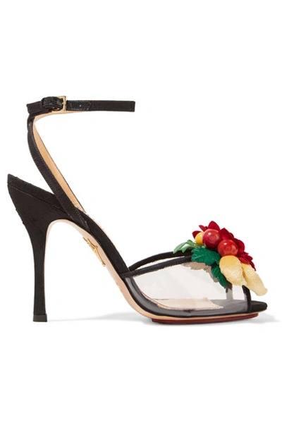 Shop Charlotte Olympia Tropicana Embellished Canvas And Pvc Sandals