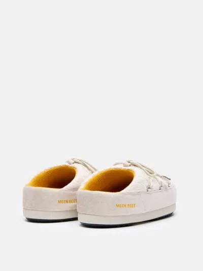Moon Boot Quilted Platform Slipper In Ecru