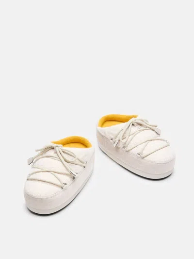 Moon Boot Quilted Platform Slipper In Ecru