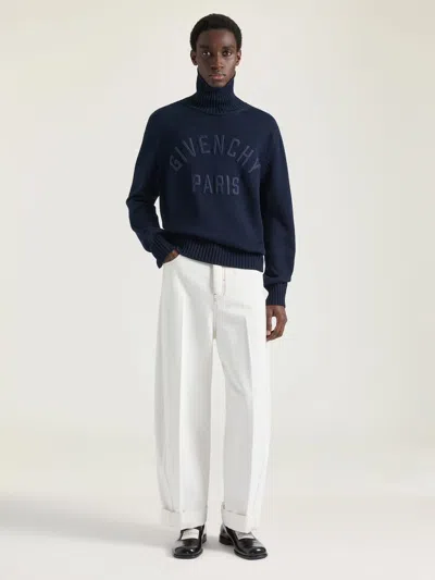 Givenchy Logo-embroidered Sweatshirt In Navy