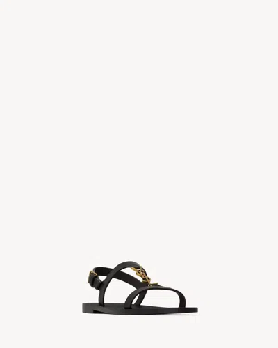 Saint Laurent Cassandre Leather Sandal In Black