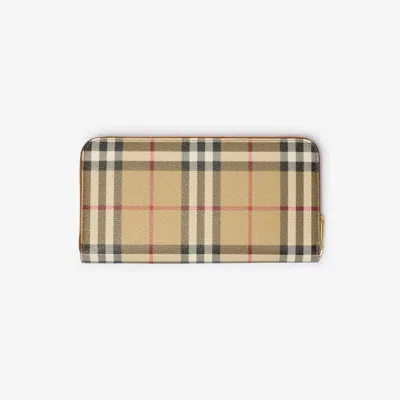 Burberry Checked Canvas Wallet In Beige