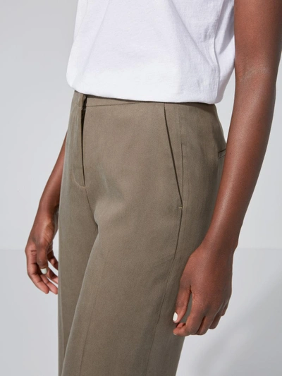 Shop Frank + Oak High-waist Cropped Tencel Pant In Olive