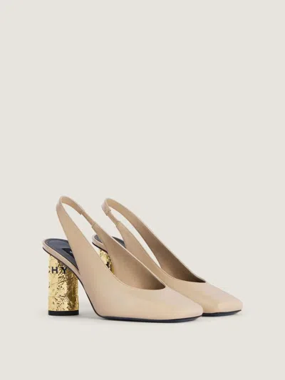 Givenchy Architectural Metallic Heel Slingback Heel In Neutral