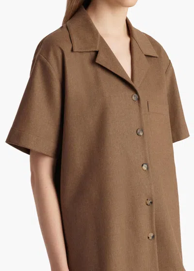 Khaite Wool-blend Button-front Overshirt In Caramel