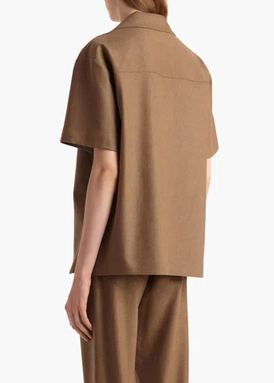 Khaite Wool-blend Button-front Overshirt In Caramel