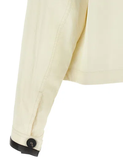 Ferragamo Technical Linen Jacket In Cream