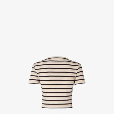Fendi Patterned Cotton Elastane T-shirt In Cream