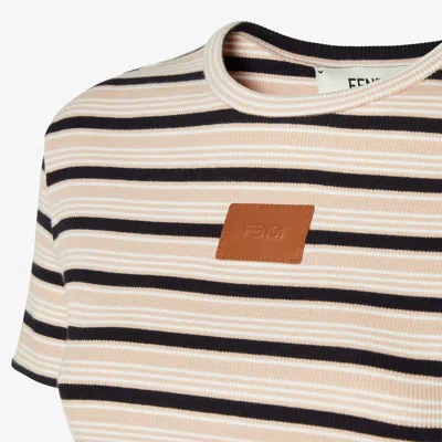 Fendi Patterned Cotton Elastane T-shirt In Cream