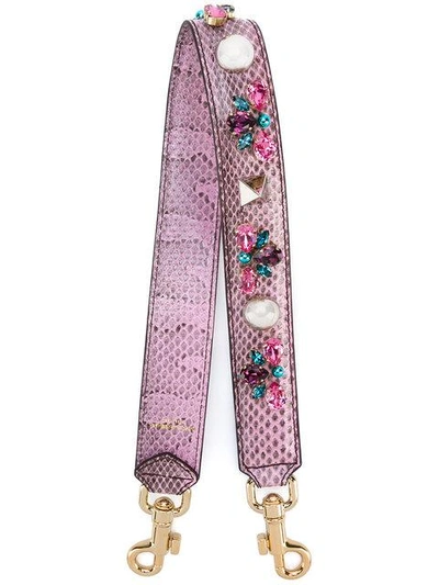 Shop Dolce & Gabbana Riemen Mit Bunten Kristallen In Pink