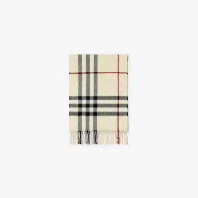 Burberry Stone Check Pattern Fringed Edge Rectangular Shape Logo Patch To The Front Brushed Finish In Neutral