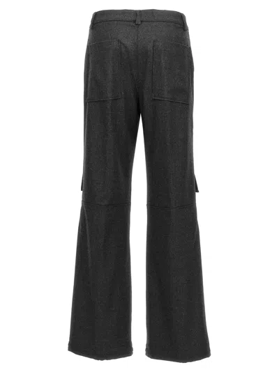 P.a.r.o.s.h . Wool-blend Ruffled-pocket Cargo Pants In Charcoal
