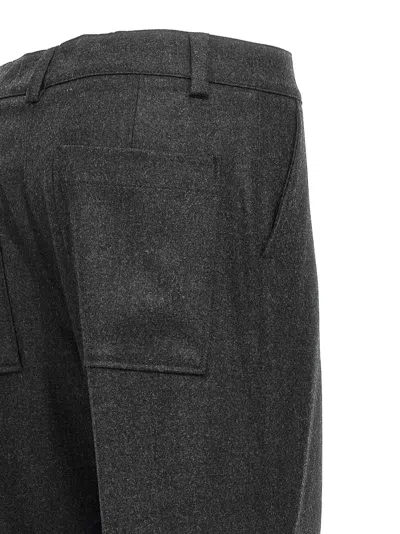 P.a.r.o.s.h . Wool-blend Ruffled-pocket Cargo Pants In Charcoal