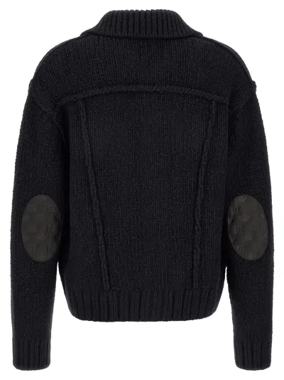 Dsquared2 Logo Patch Wool Blend Cardigan In Black