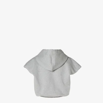 Fendi Hooded Sleeveless Top Drawstring Hem In Grey