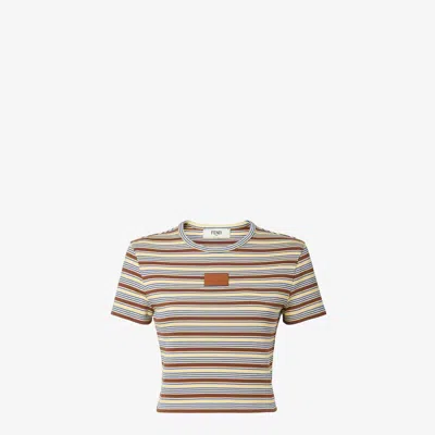 Fendi Patterned Cotton Elastane T-shirt In Multi