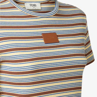 Fendi Patterned Cotton Elastane T-shirt In Multi