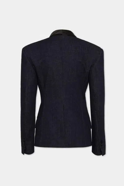 Dsquared2 Silk-lapel Denim Blazer In Navy