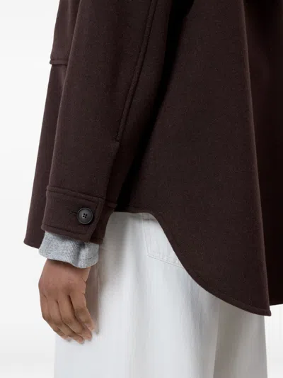 Closed Wool Blend Overshirt In Brown