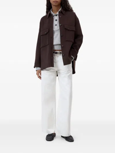 Closed Wool Blend Overshirt In Brown